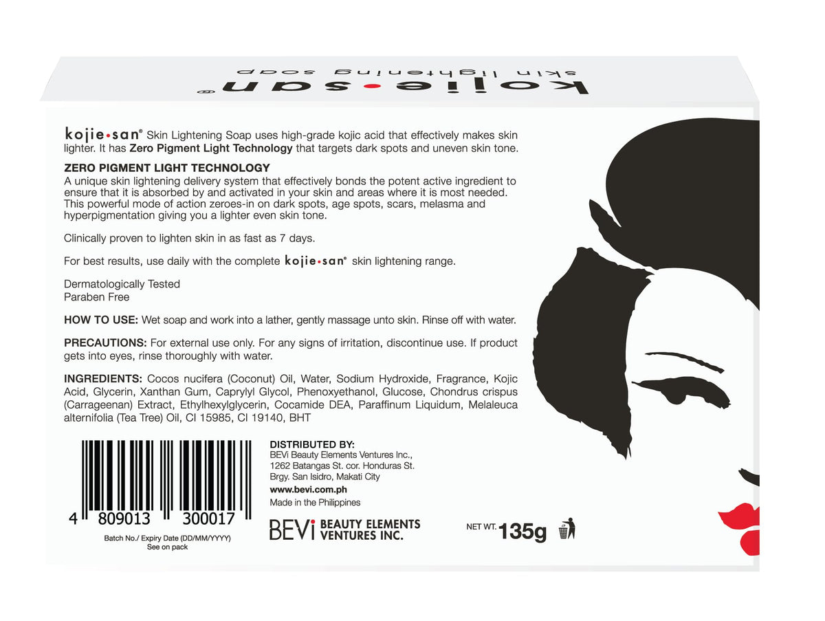 Kojie San Kojic Acid Soap showing texture and ingredients