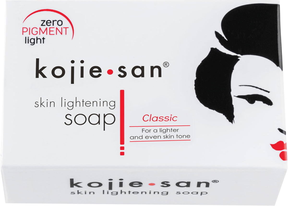 Kojie San Skin and Body Soap bar front view with packaging