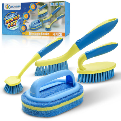 Koksi Scrub Brush Set 4-Piece with ergonomic handle front view