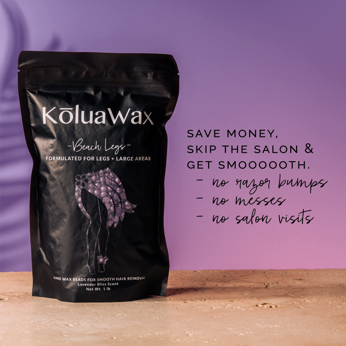 KoluaWax Wax Beads displayed with smooth skin background