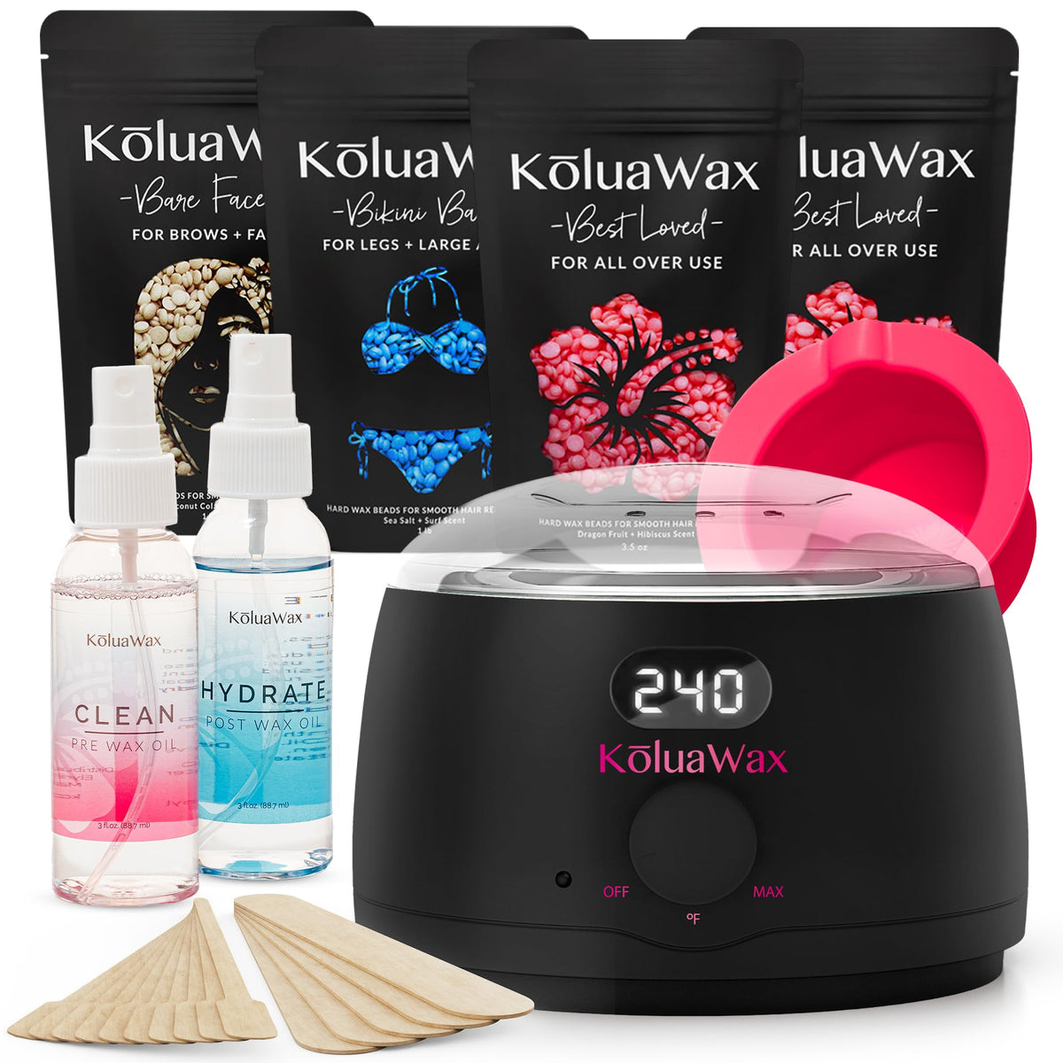 KoluaWax Waxing Kit complete set with digital wax warmer