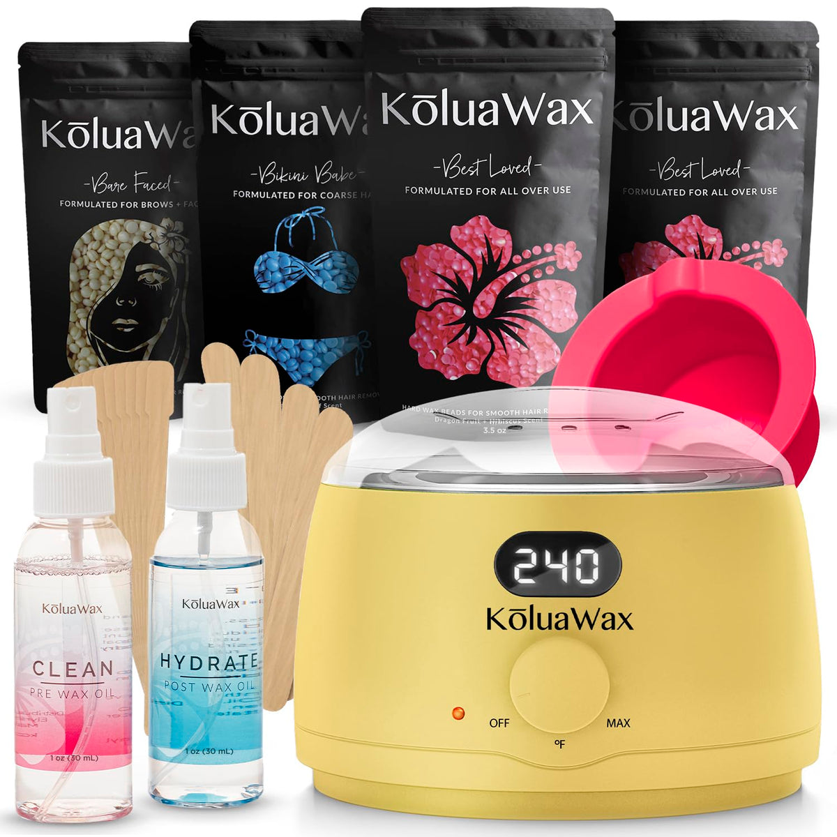 KoluaWax Waxing Kit complete set with digital wax warmer and accessories