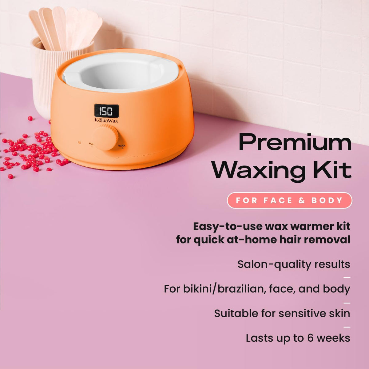 KoluaWax Waxing Kit removable silicone wax pot close-up