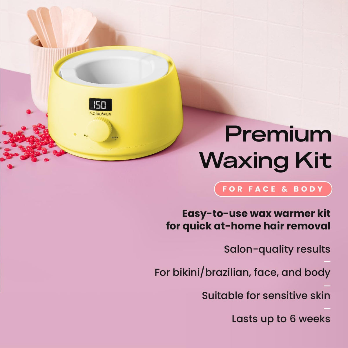 KoluaWax Waxing Kit silicone wax pot close-up