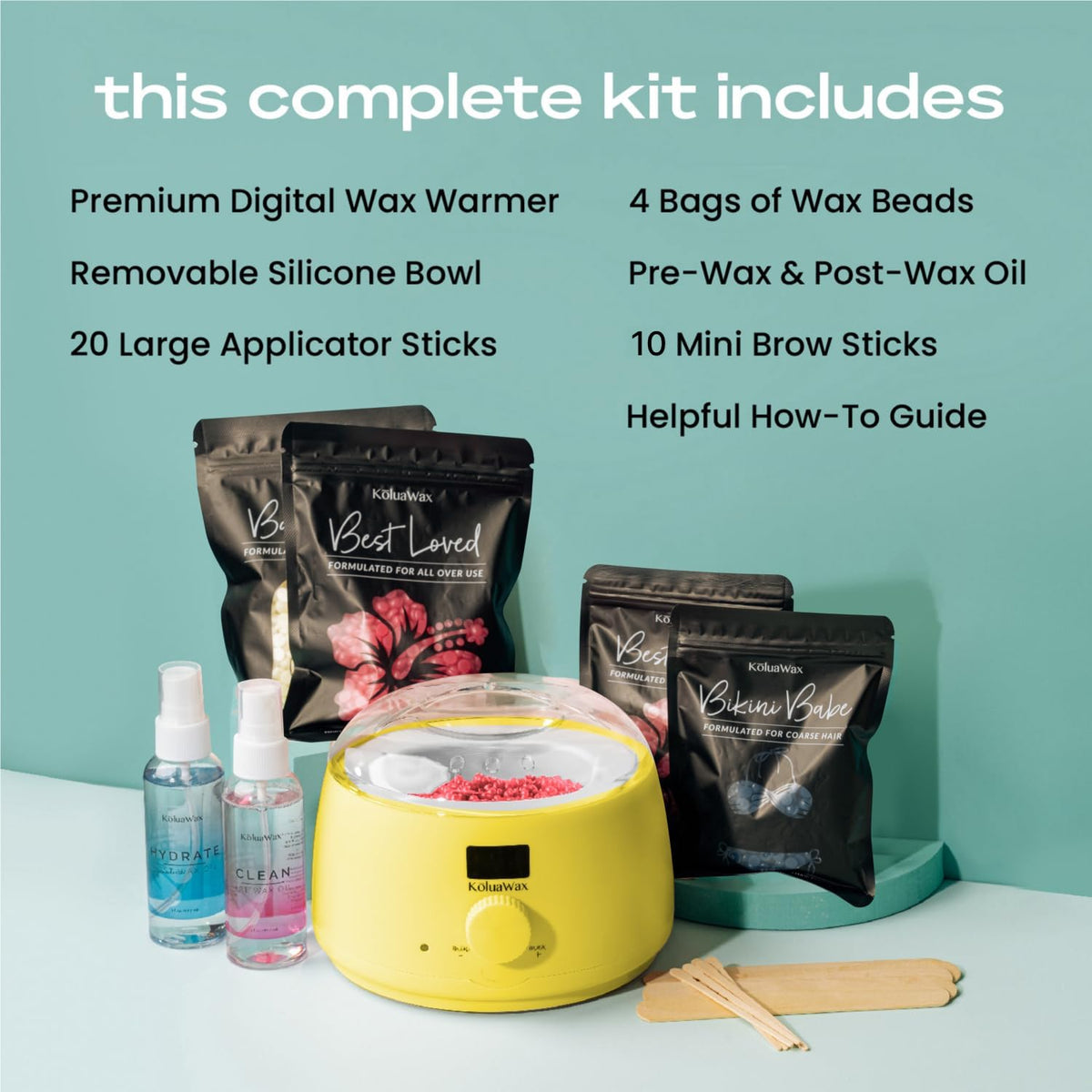 KoluaWax Waxing Kit wax beads for coarse hair and body