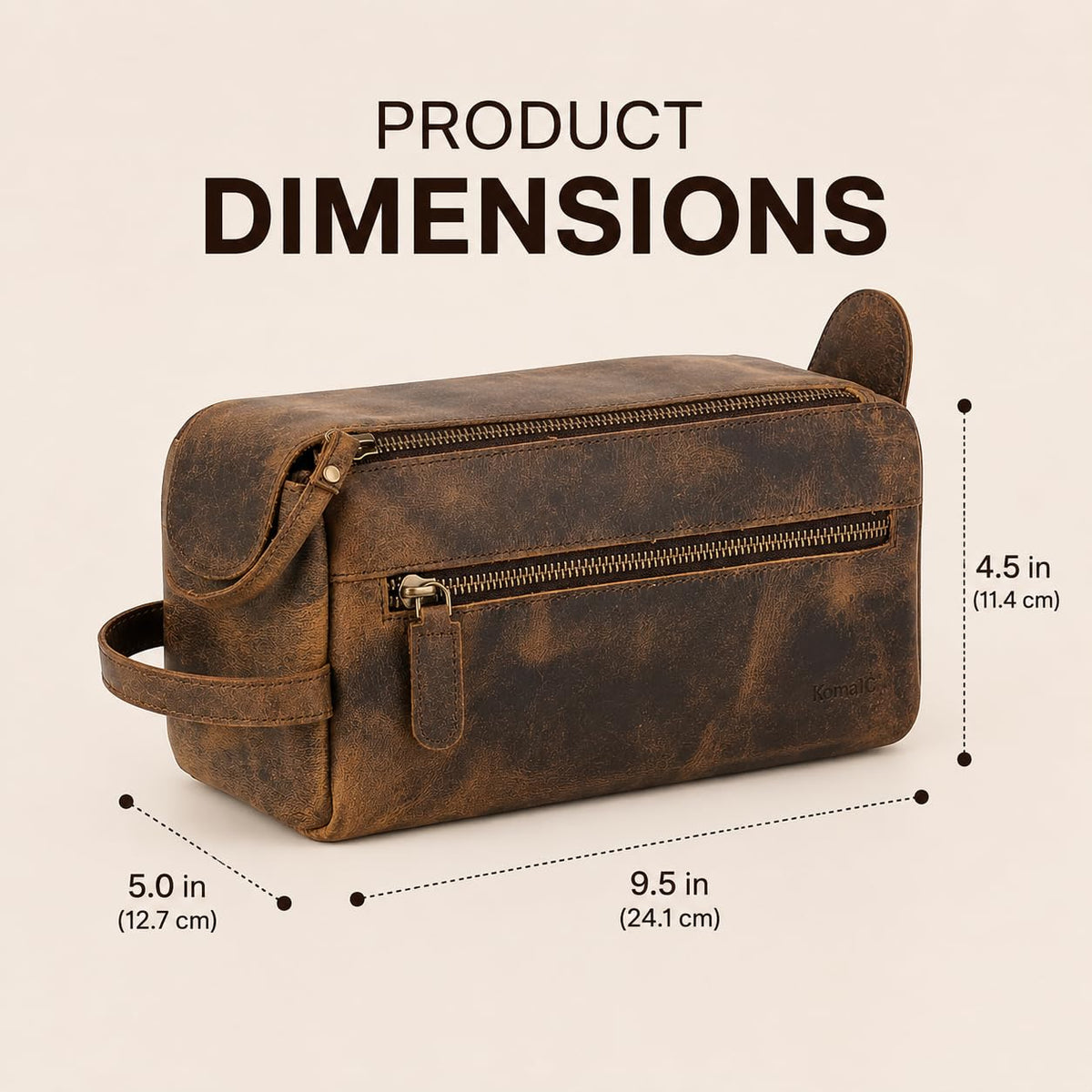 KomalC Toiletry Bag compact design with external zipper pocket