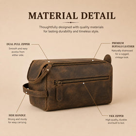 KomalC Toiletry Bag in a travel setting