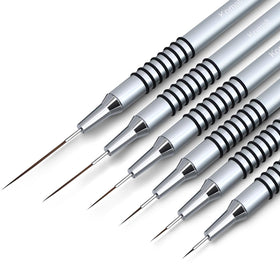 Komall Nail Art Brushes Set, 6 Pcs in Silver, front view
