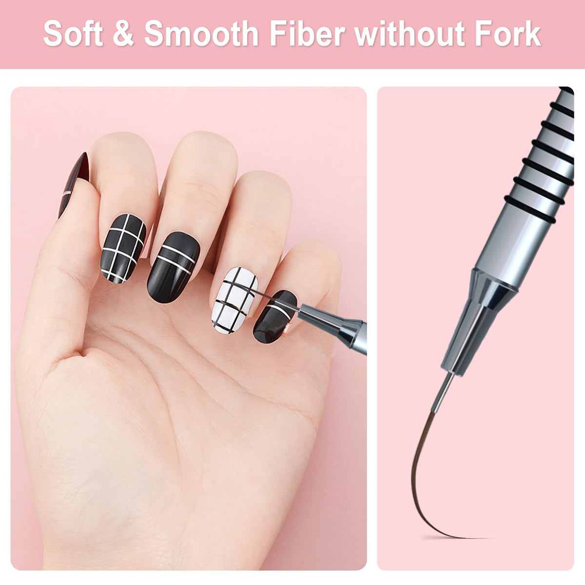 Komall Nail Art Brushes Set, displaying all six sizes