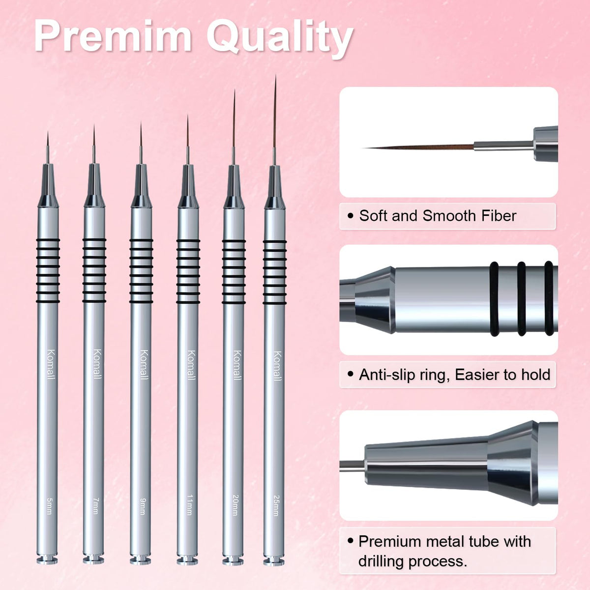 Komall Nail Art Brushes Set, packaging view