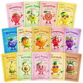 KONEUK 14 Pack Fruit Face Masks assorted designs front view