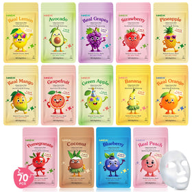 KONEUK 70 Pack Collagen Hydrating Face Masks assorted designs