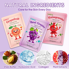 KONEUK face mask packaging with cartoon fruit theme