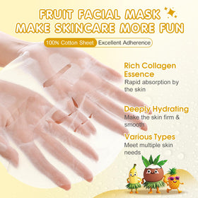 KONEUK face masks display with strawberry and pineapple designs