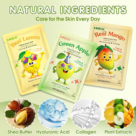 KONEUK face masks featuring mango and peach designs