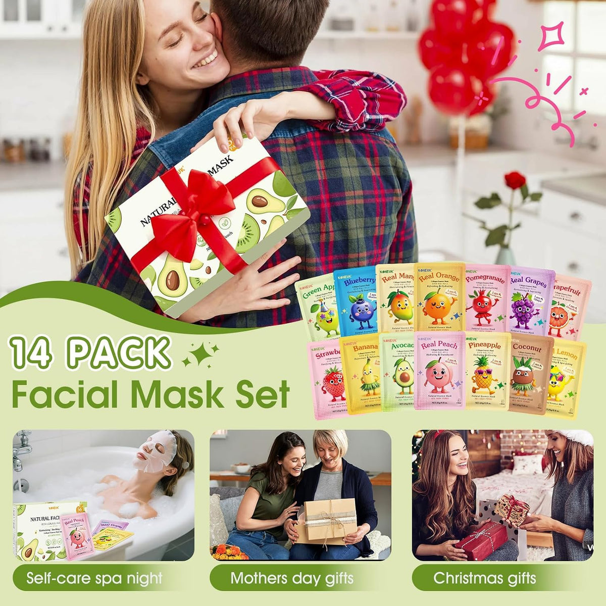 KONEUK face masks with avocado and lemon designs