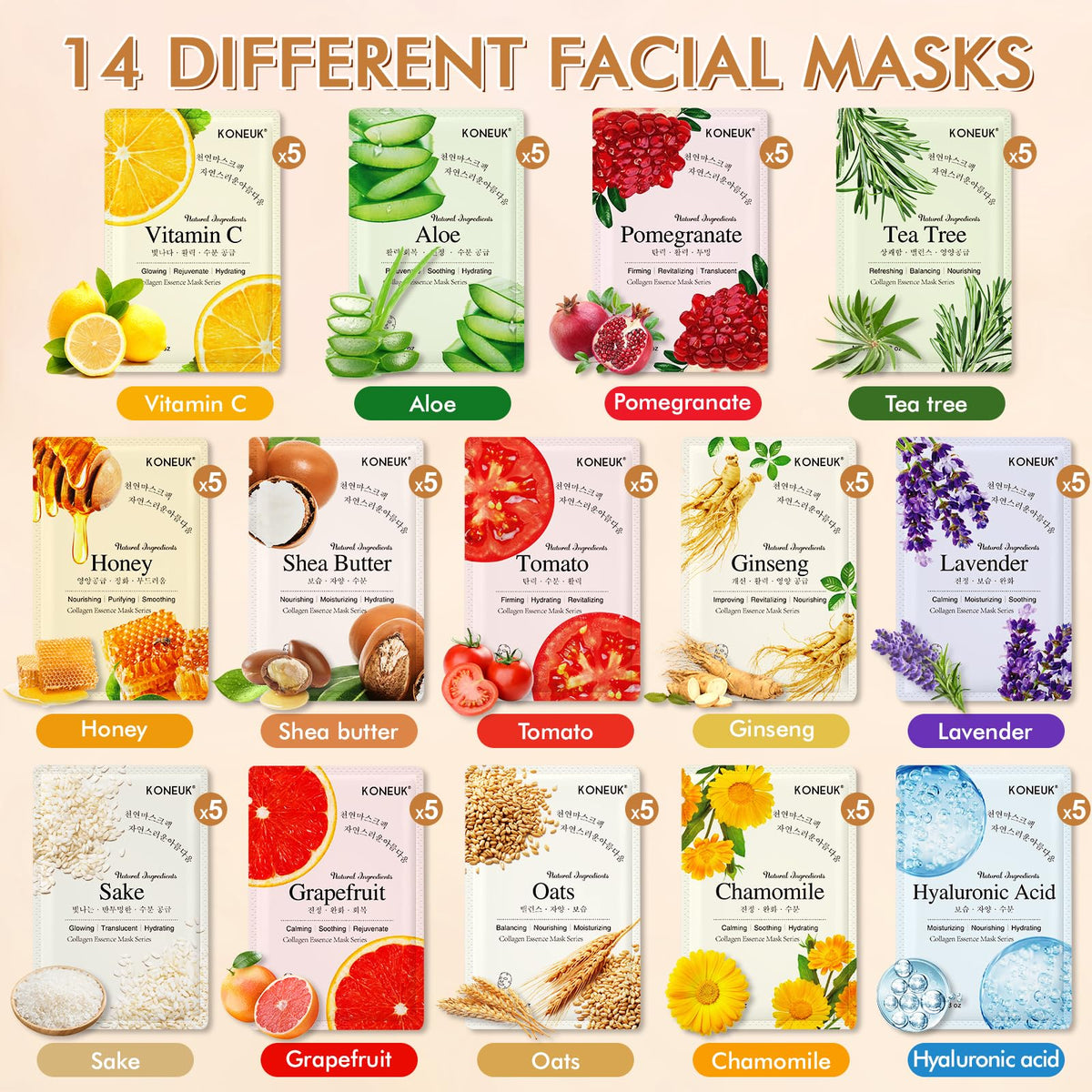 KONEUK facial masks in a beautifully arranged gift set