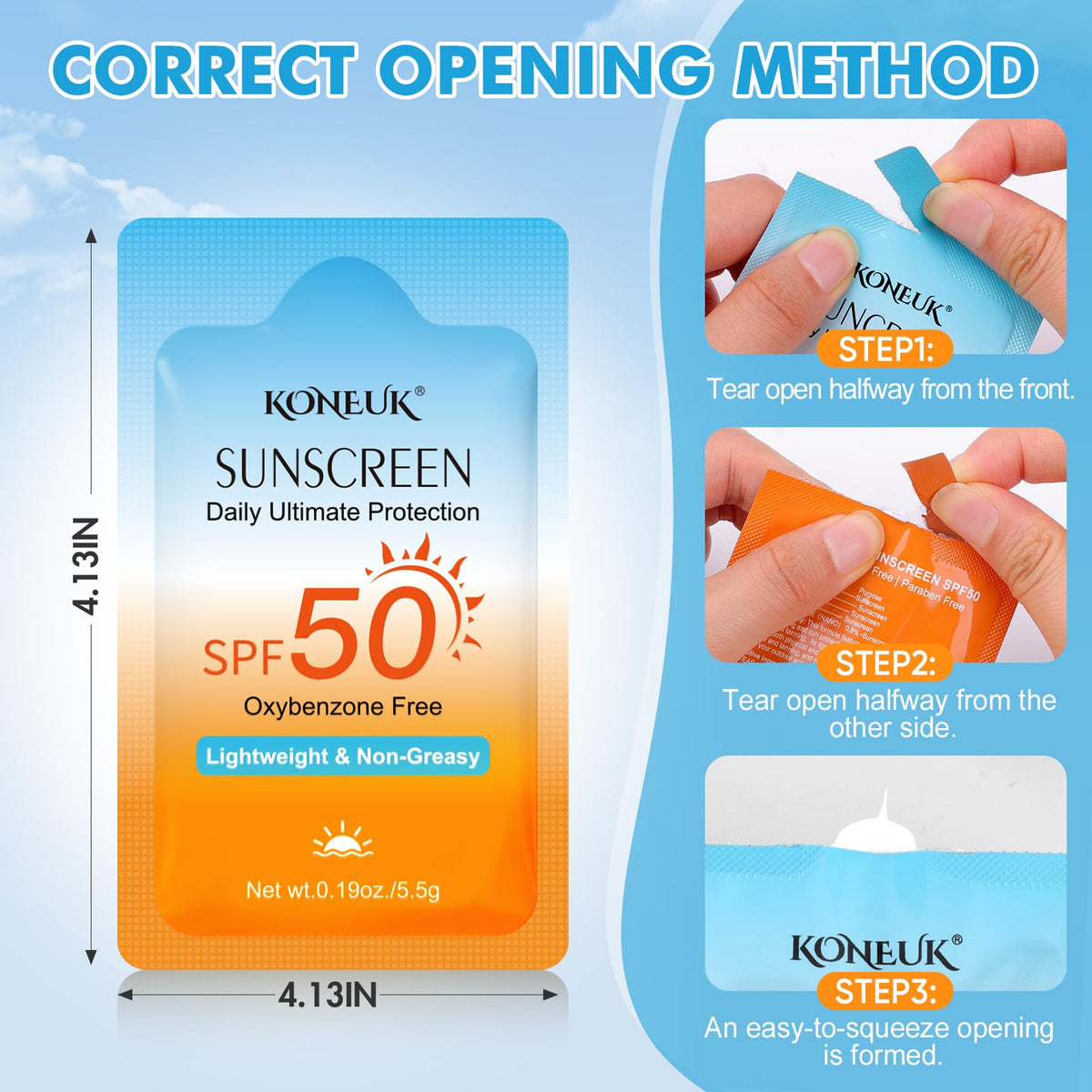 KONEUK Mini Sunscreen Pack side view showcasing the packaging