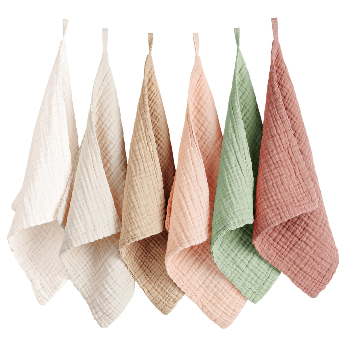 Konssy 6 Pack Face Cloths in assorted muted colours
