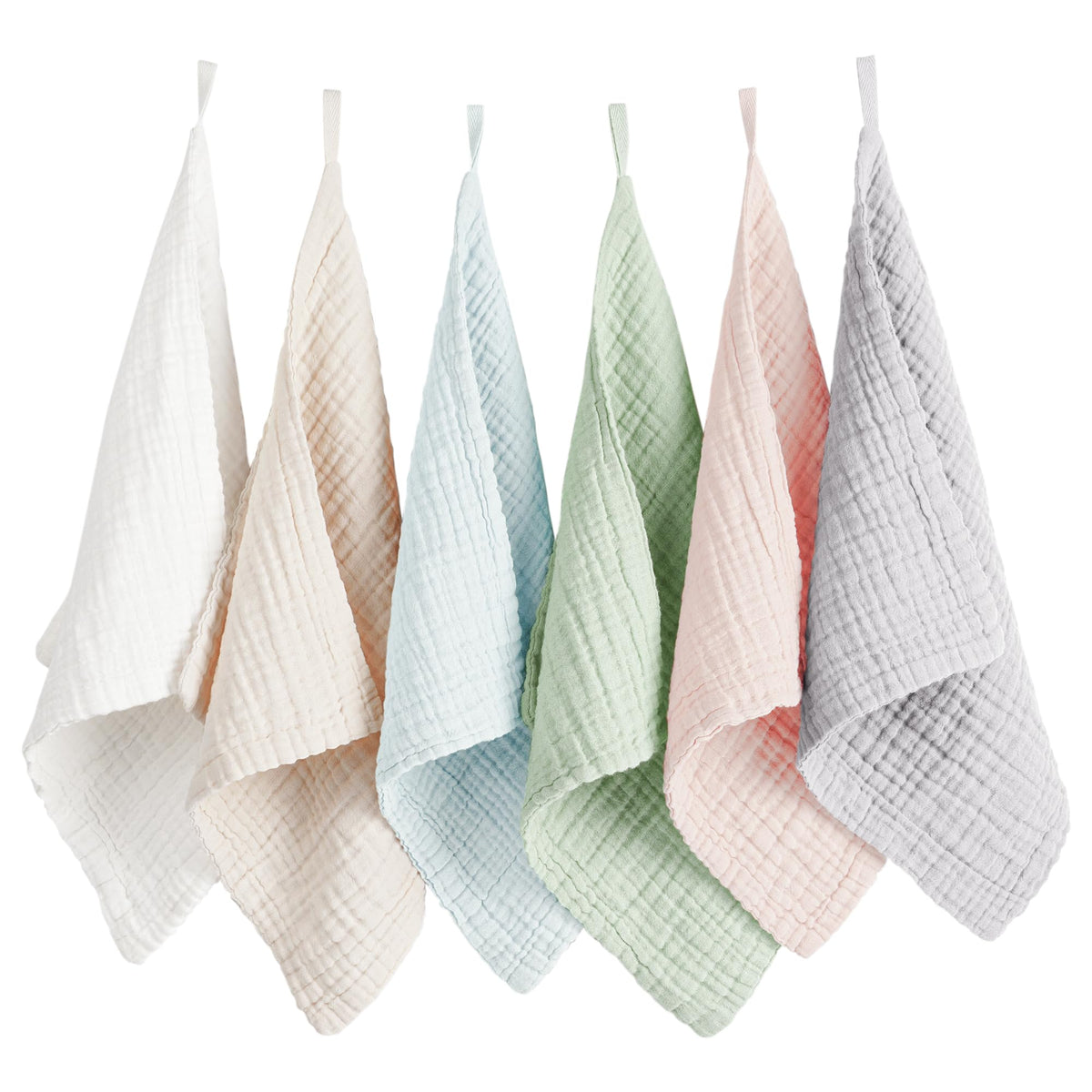Konssy 6 Pack Face Cloths in assorted muted colours