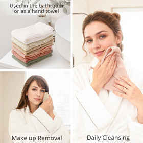 Konssy face cloths displayed in a bathroom setting