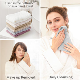 Konssy face cloths displayed in a bathroom setting