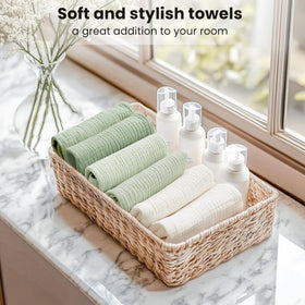 Konssy face cloths stacked showing different colors