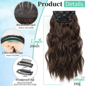 KooKaStyle 20-inch Chocolate Brown Clip in Hair Extensions packaging