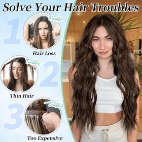 KooKaStyle 20-inch Chocolate Brown Clip in Hair Extensions side view
