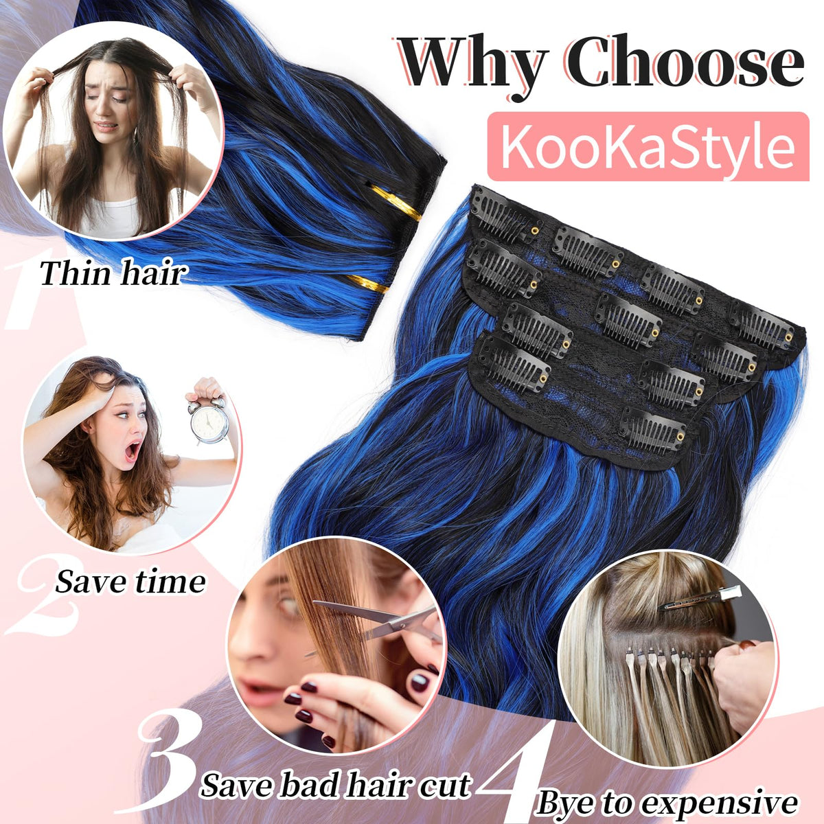 KooKaStyle 20-inch Clip in Hair Extensions packaging