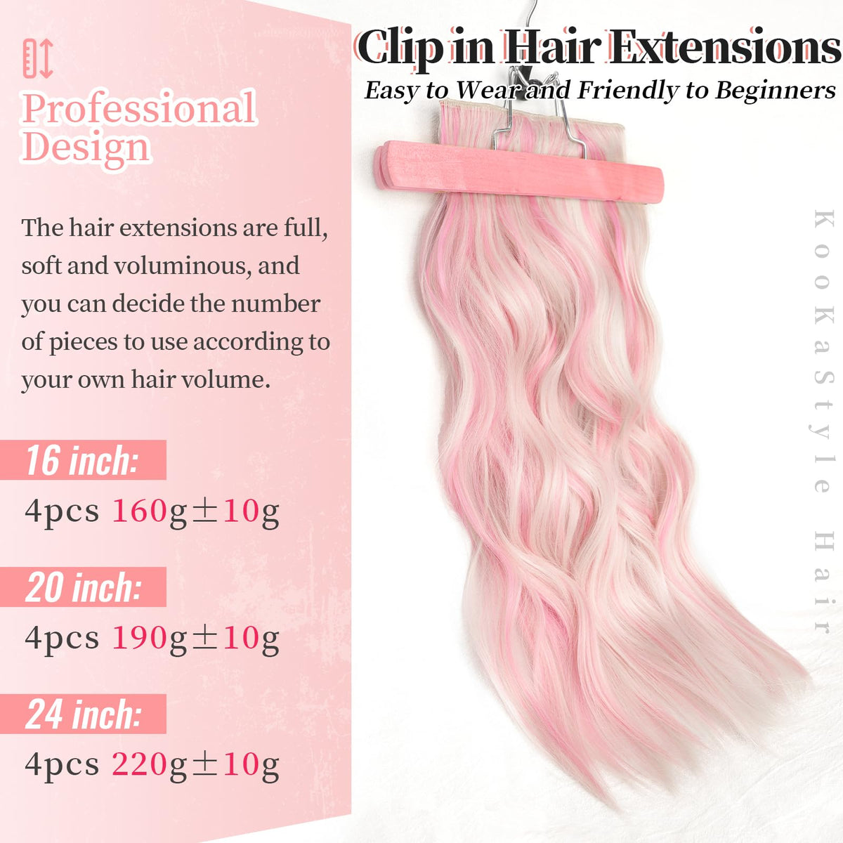 KooKaStyle 20 inch hair extensions displayed on a mannequin