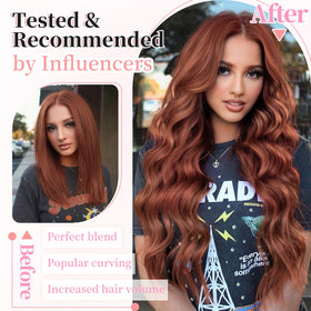 KooKaStyle 24-inch Auburn Wavy Clip in Hair Extensions back view