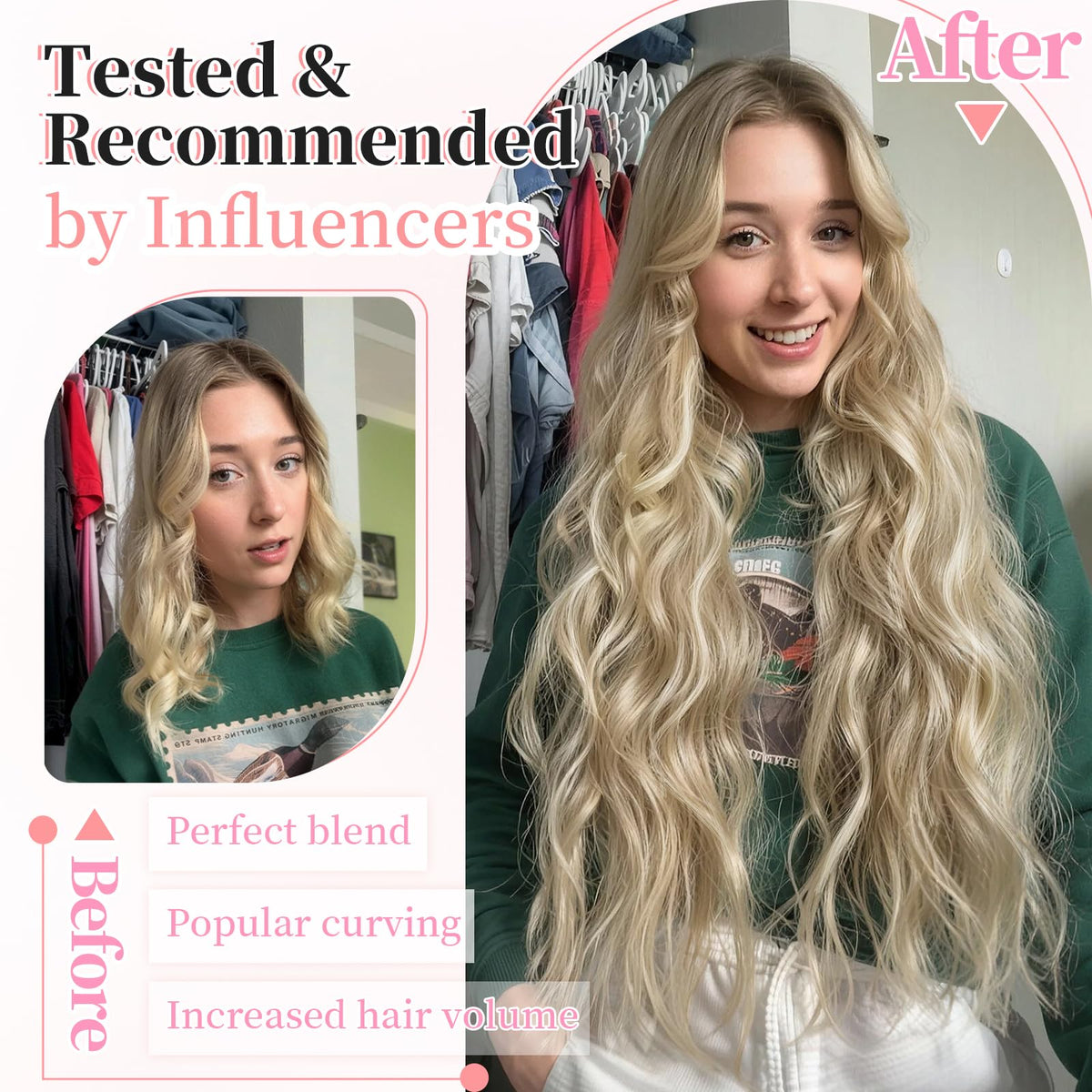 KooKaStyle 24-inch Beach Blonde Clip in Hair Extensions different weft sizes