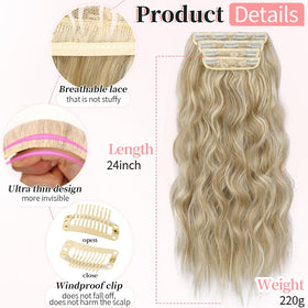 KooKaStyle 24-inch Beach Blonde Clip in Hair Extensions packaging