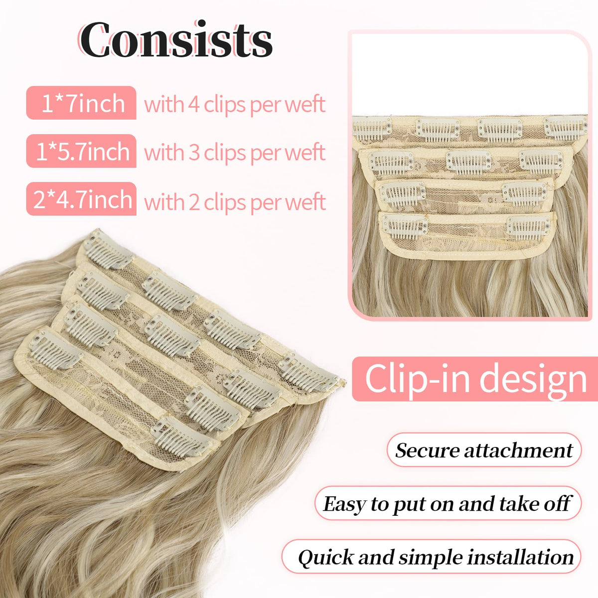KooKaStyle 24-inch Beach Blonde Clip in Hair Extensions styled in hair
