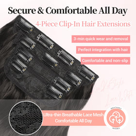 KooKaStyle 24-inch Medium Brown Clip in Hair Extensions close-up of clips