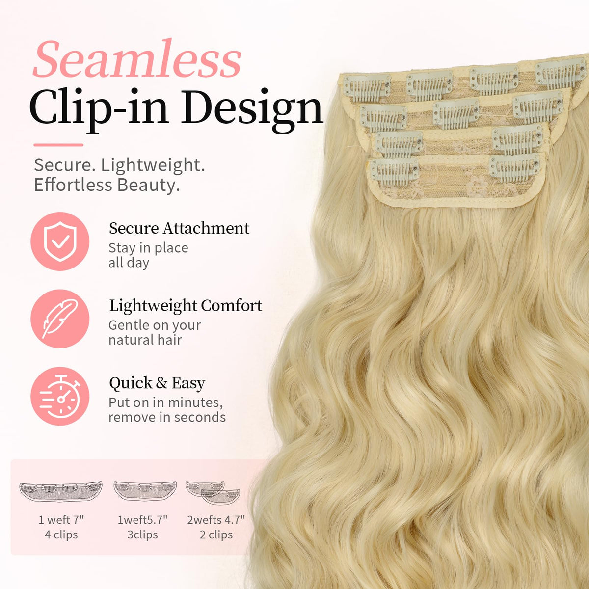 KooKaStyle 24-inch Wavy Clip in Hair Extensions styled in hair