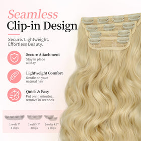 KooKaStyle 24-inch Wavy Clip in Hair Extensions styled in hair
