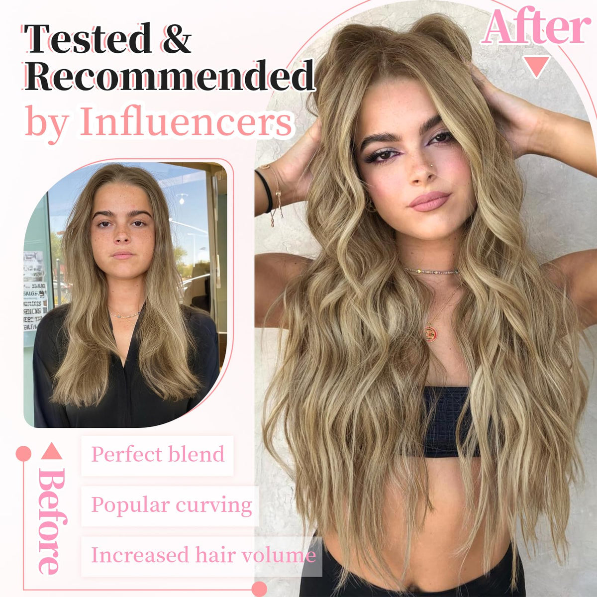KooKaStyle 24-inch Wavy Thick Clip in Hair Extensions Ash Blonde close-up of clips