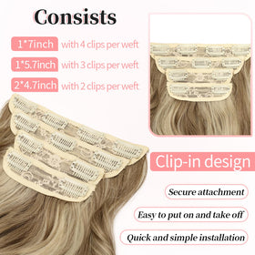 KooKaStyle 24-inch Wavy Thick Clip in Hair Extensions Ash Blonde styled in hair
