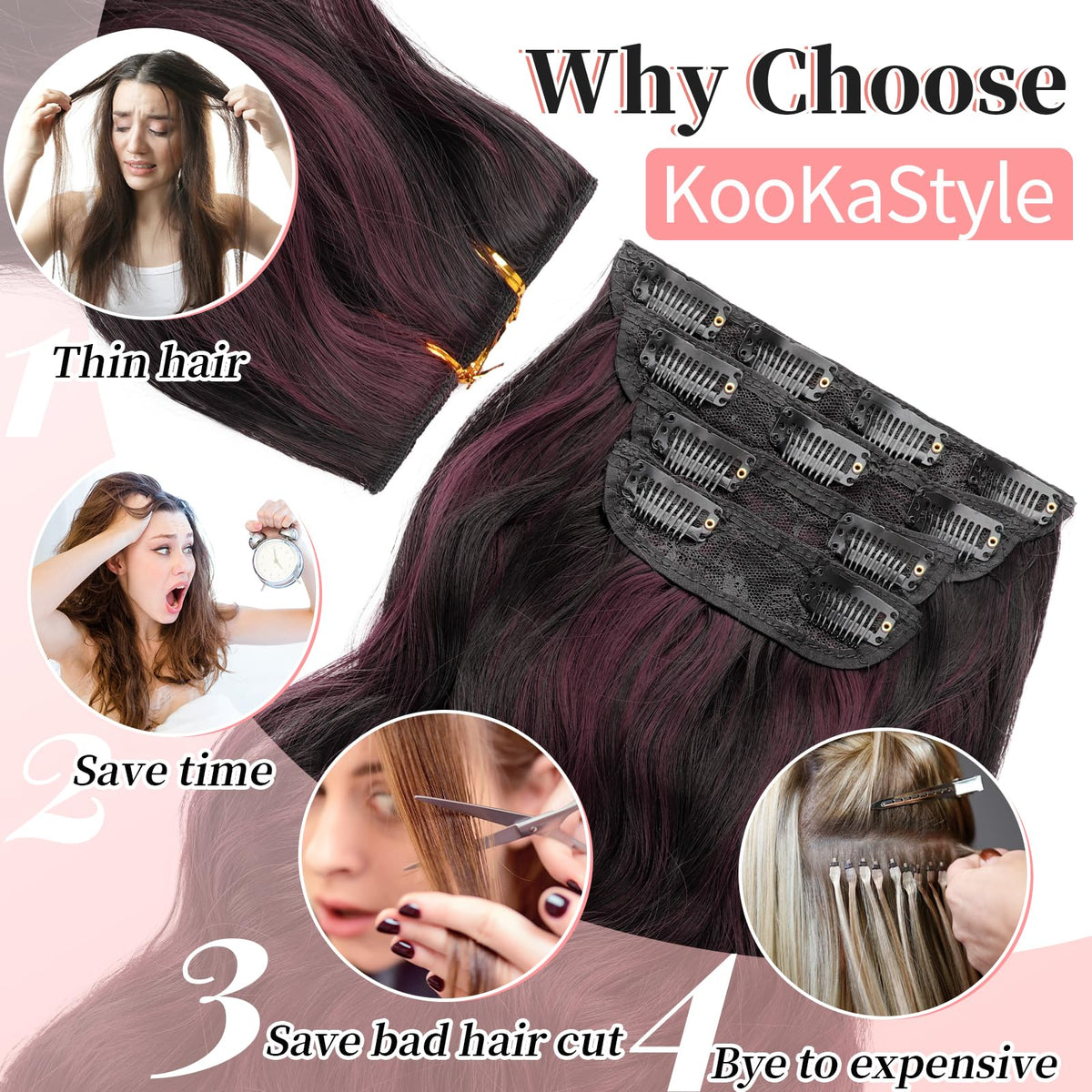 KooKaStyle 5-inch clip-in weft for added volume