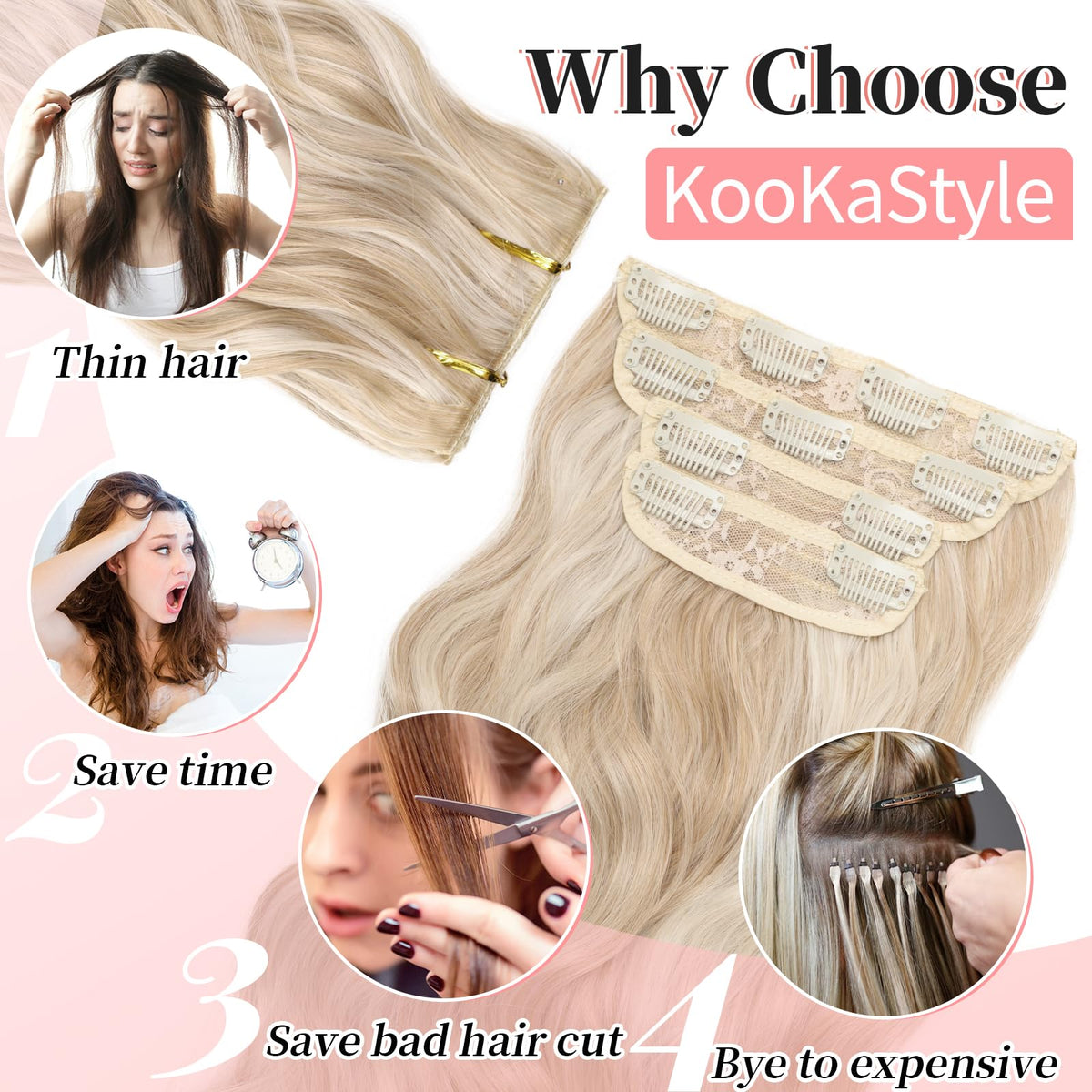 KooKaStyle 7-inch wide clip in weft detail