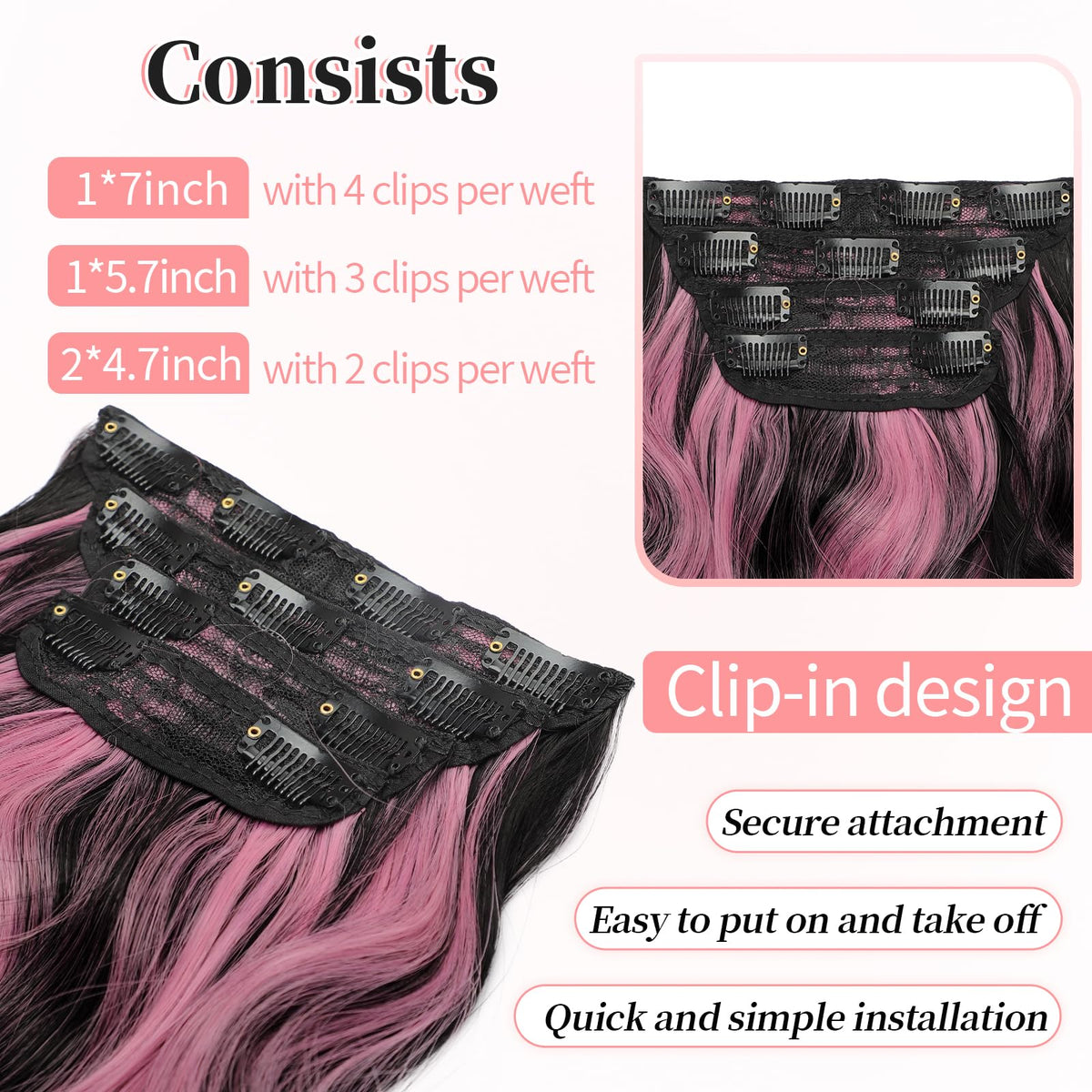 KooKaStyle 7-inch wide weft clip-in hair extensions