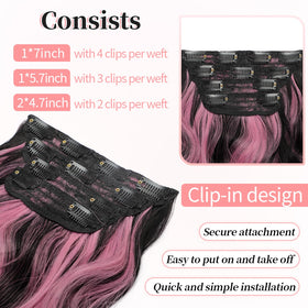 KooKaStyle 7-inch wide weft clip-in hair extensions