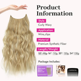 KooKaStyle Blonde Hair Extensions displayed with adjustable fishing wire