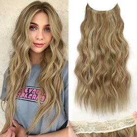 KooKaStyle Blonde Shades Invisible Wire Hair Extensions front view