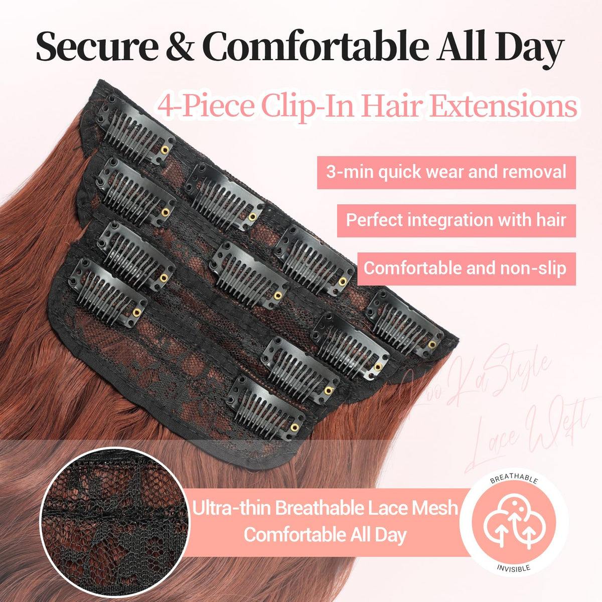 KooKaStyle clip-in extensions 7-inch weft with four clips