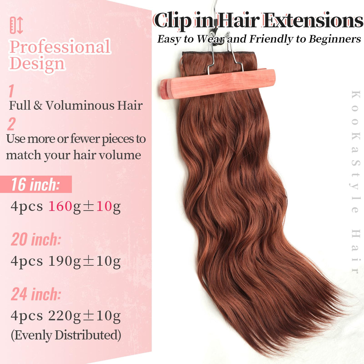KooKaStyle clip-in extensions showing double weft design