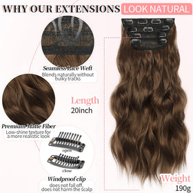 KooKaStyle Clip in Hair Extensions 20 Inch showing multiple wefts
