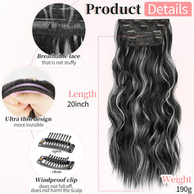 KooKaStyle Clip in Hair Extensions 20 Inch Wavy detail of clips
